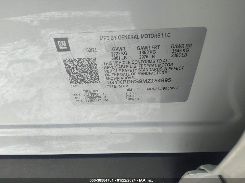 2021 CADILLAC XT6 PREMIUM LUXURY - 1GYKPDRS9MZ184995