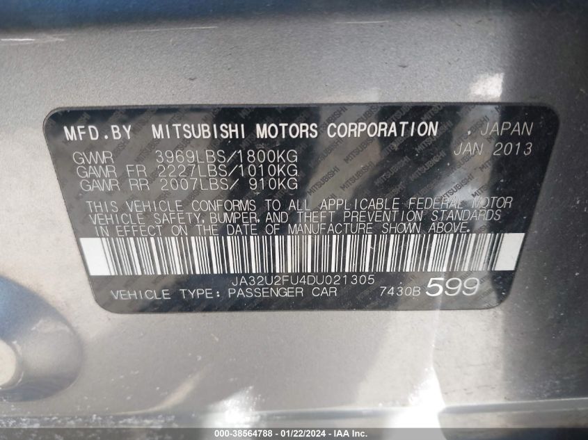 2013 MITSUBISHI LANCER ES - JA32U2FU4DU021305