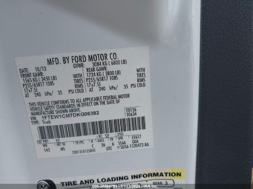 2013 FORD F-150 XLT - 1FTEW1CM7DKG06382
