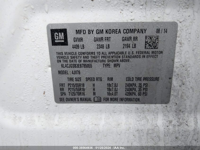 2014 BUICK ENCORE LEATHER - KL4CJGSB3EB785055
