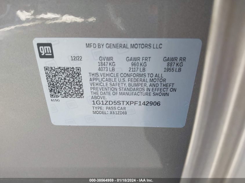 1G1ZD5STXPF142906 | 2023 CHEVROLET MALIBU