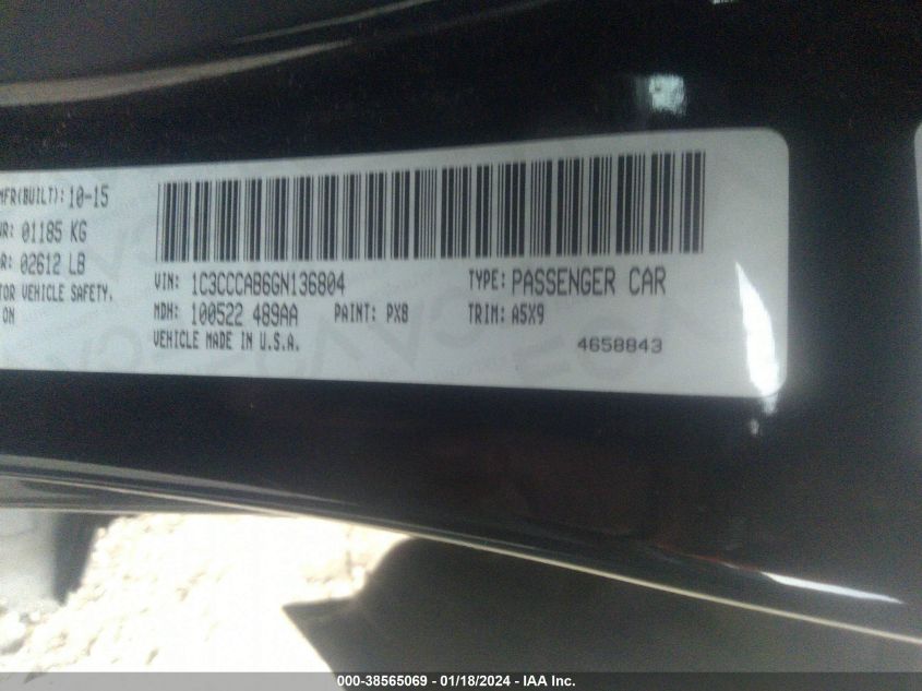 2016 CHRYSLER 200 LIMITED - 1C3CCCAB6GN136804