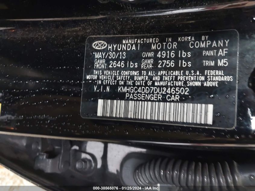 2013 HYUNDAI GENESIS 3.8L - KMHGC4DD7DU246502
