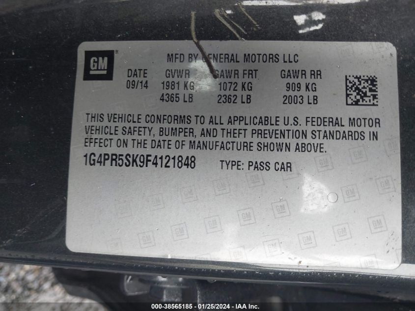 2015 BUICK VERANO CONVENIENCE - 1G4PR5SK9F1218400