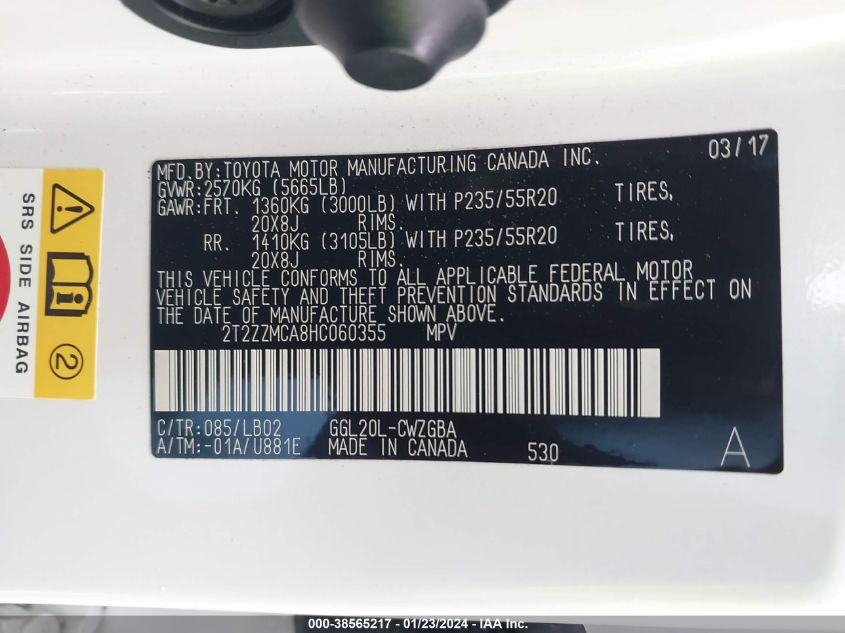 2017 LEXUS RX 350 - 2T2ZZMCA8HC060355