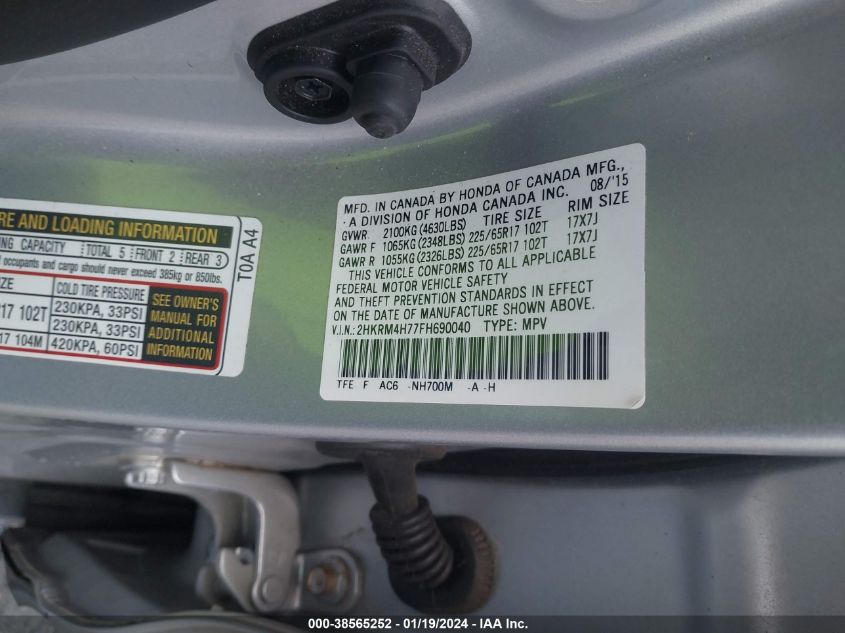 2015 HONDA CR-V EXL - 2HKRM4H77FH690040