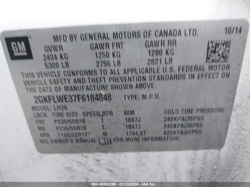 2015 GMC TERRAIN SLE-2 - 2GKFLWE37F6184848
