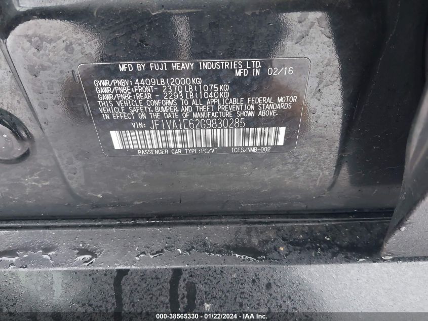 2016 SUBARU WRX PREMIUM - JF1VA1E62G9830285