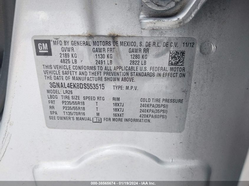 2013 CHEVROLET CAPTIVA SPORT LTZ - 3GNAL4EK8DS553515