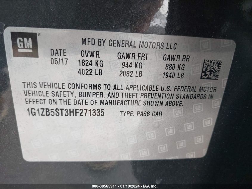 2017 CHEVROLET MALIBU LS - 1G1ZB5ST3HF271335