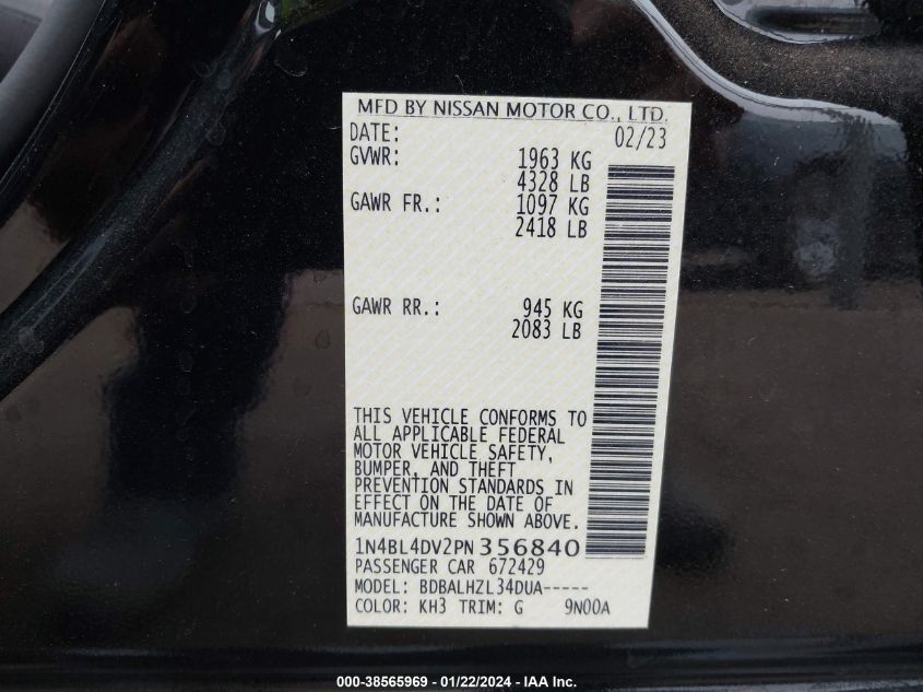 2023 NISSAN ALTIMA SV - 1N4BL4DV2PN356840