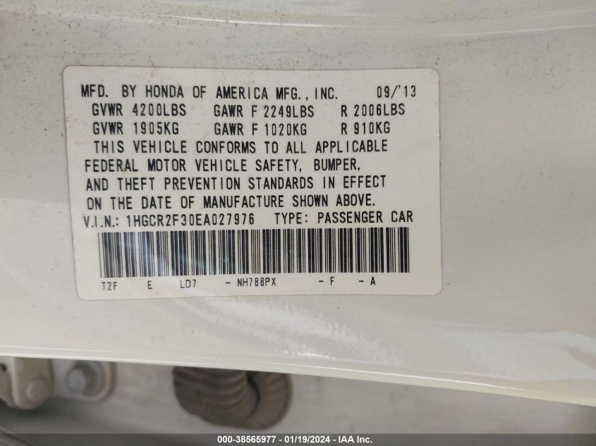 2014 HONDA ACCORD LX - 1HGCR2F30EA027976