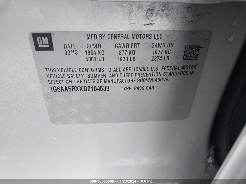 2013 CADILLAC ATS - 1G6AA5RXXD0164539