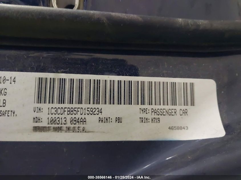 2015 DODGE DART SXT - 1C3CDFBB5FD159234