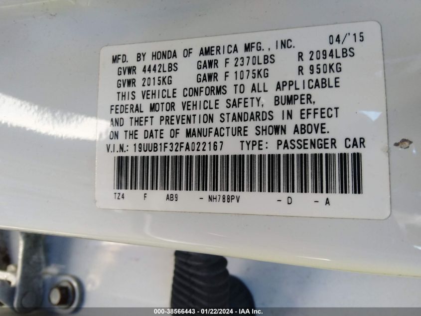 2015 ACURA TLX - 19UUB1F32FA022167