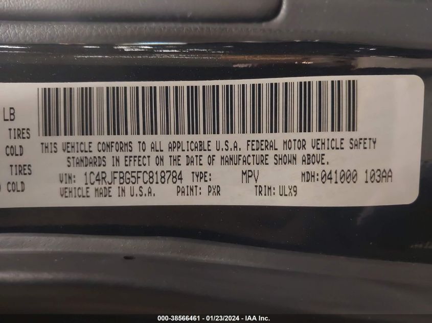 2015 JEEP GRAND CHEROKEE LIMITED - 1C4RJFBG5FC818784