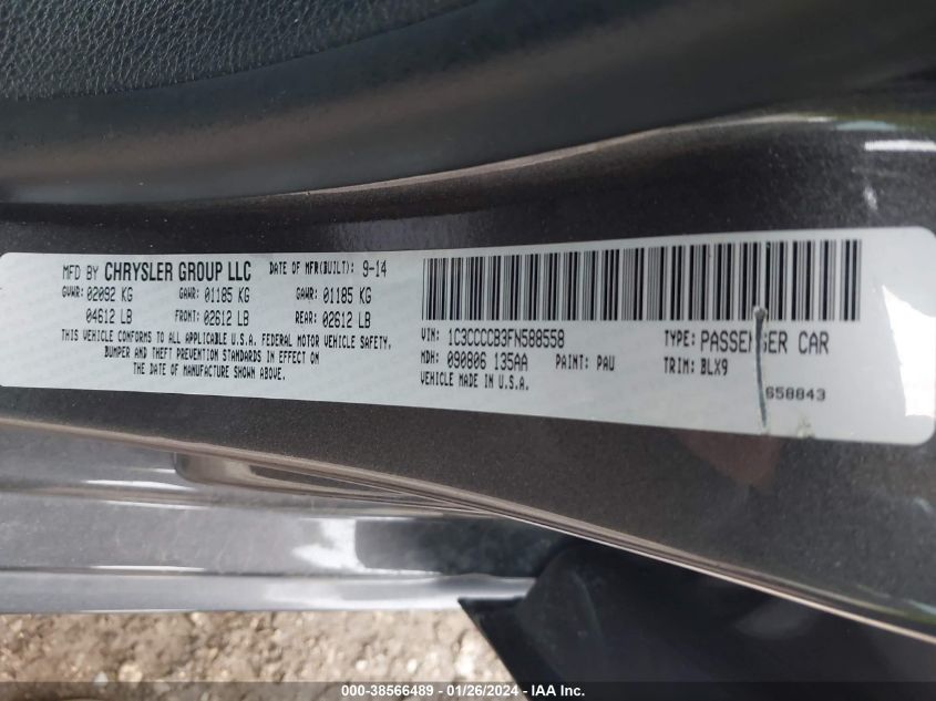 2015 CHRYSLER 200 C - 1C3CCCCB3FN588558