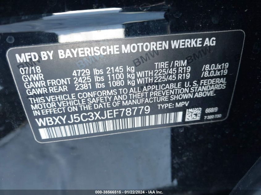 2018 BMW X2 XDRIVE28I - WBXYJ5C3XJEF78779