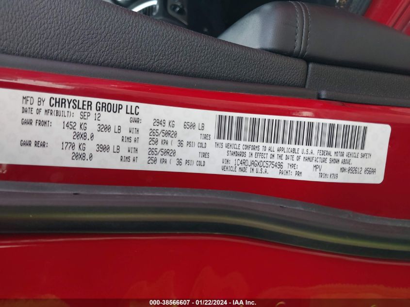 2013 DODGE DURANGO SXT - 1C4RDJAGXDC575496