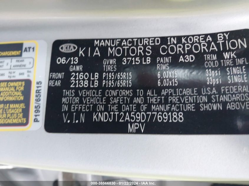 2013 KIA SOUL - KNDJT2A59D7769188