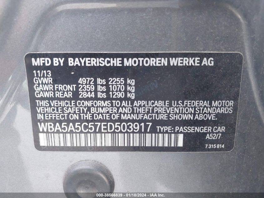 2014 BMW 528I - WBA5A5C57ED503917
