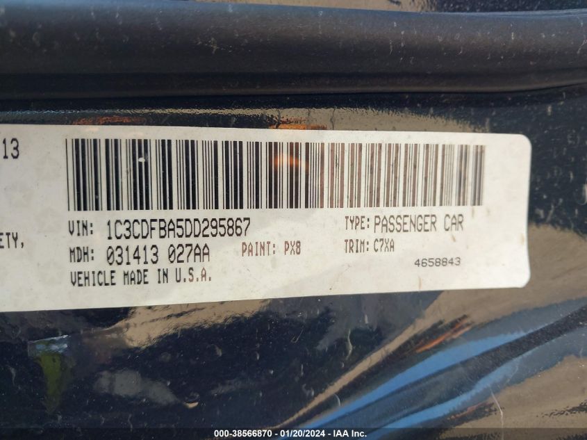 2013 DODGE DART SXT - 1C3CDFBA5DD295867