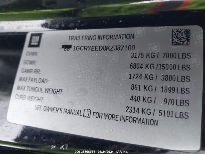 2019 CHEVROLET SILVERADO 1500 RST - 1GCRYEED8KZ387100