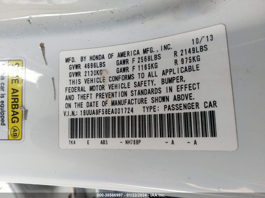 2014 ACURA TL 3.5 - 19UUA8F58EA001724