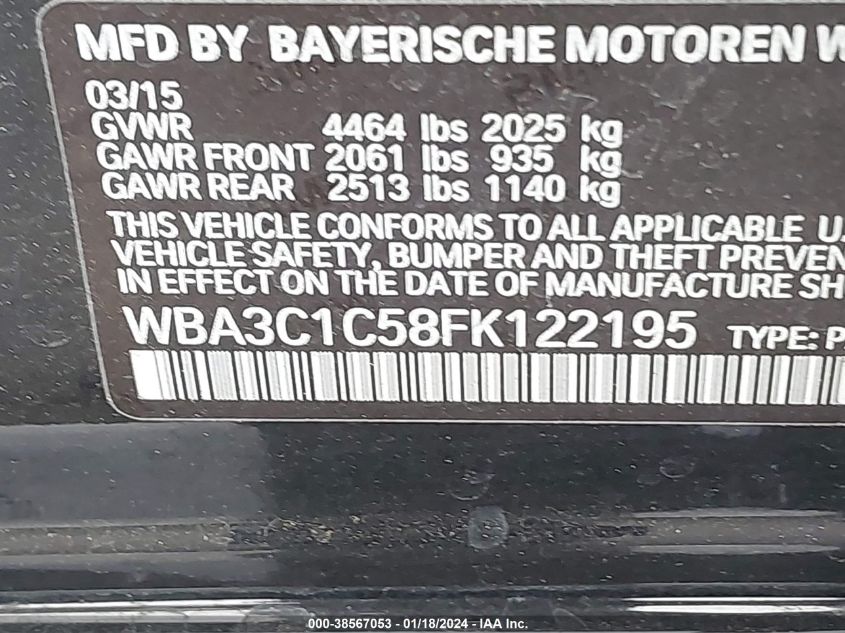 2015 BMW 328I - WBA3C1C58FK122195
