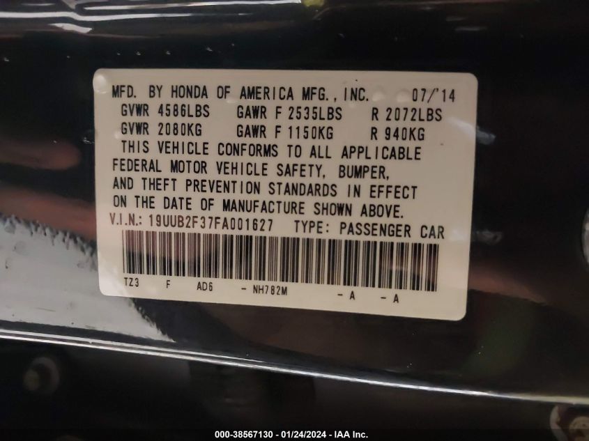 2015 ACURA TLX V6 - 19UUB2F37FA001627