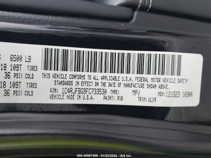2015 JEEP GRAND CHEROKEE LIMITED - 1C4RJFBG9FC733530