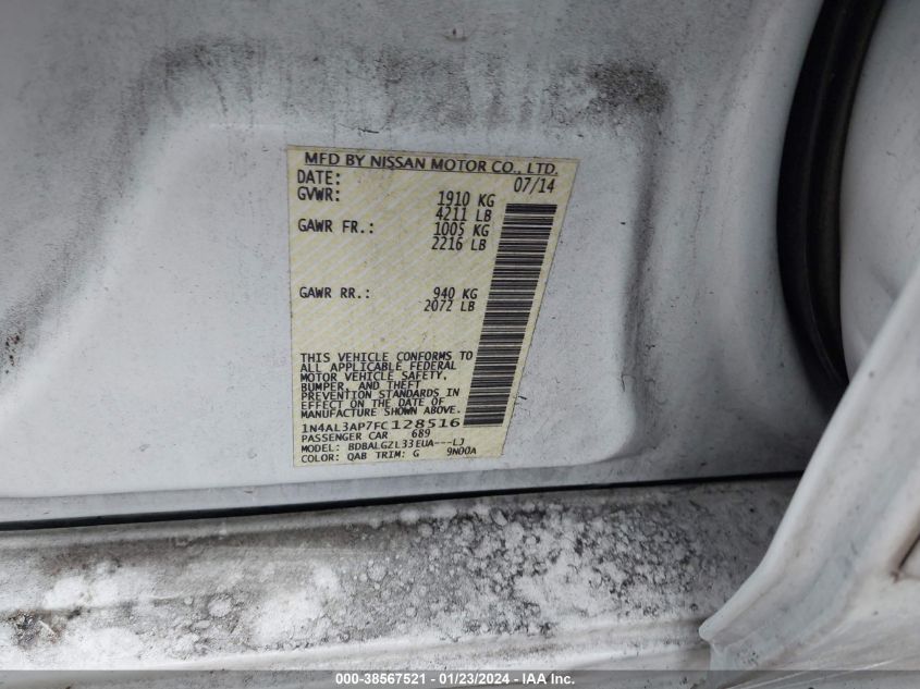 2015 NISSAN ALTIMA 2.5/S/SV/SL - 1N4AL3AP7FC128516