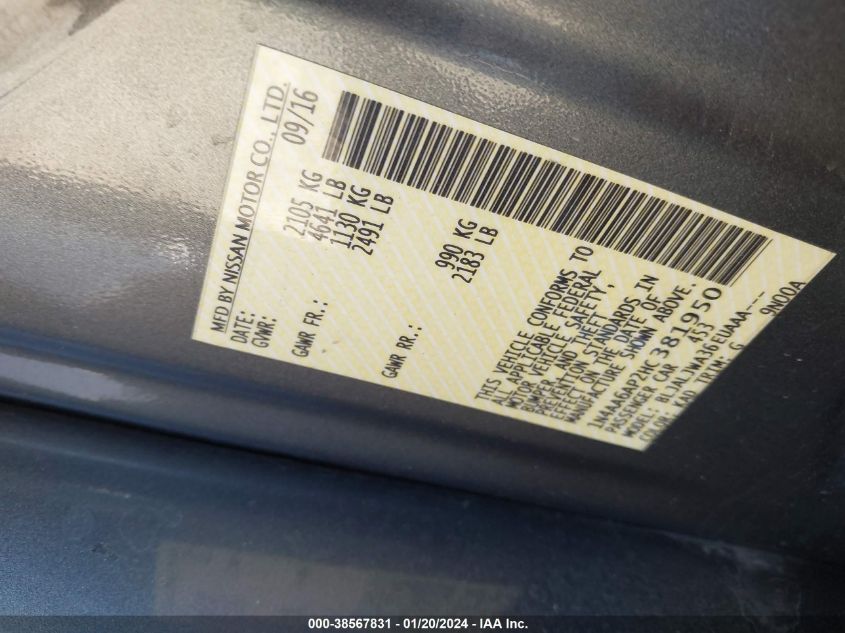2017 NISSAN MAXIMA - 1N4886AT2HC381950