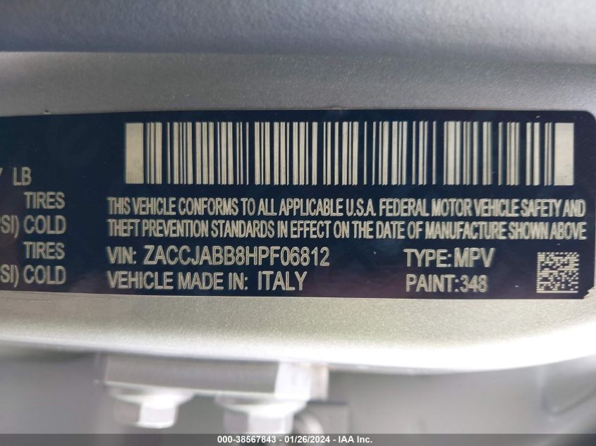 2017 JEEP RENEGADE LATITUDE - ZACCJABB8HPF06812
