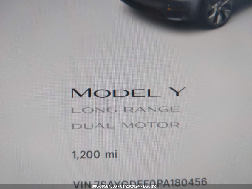 2023 TESLA MODEL Y AWD/LONG RANGE DUAL MOTOR ALL-WHEEL DRIVE - 7SAYGDEE0PA180456