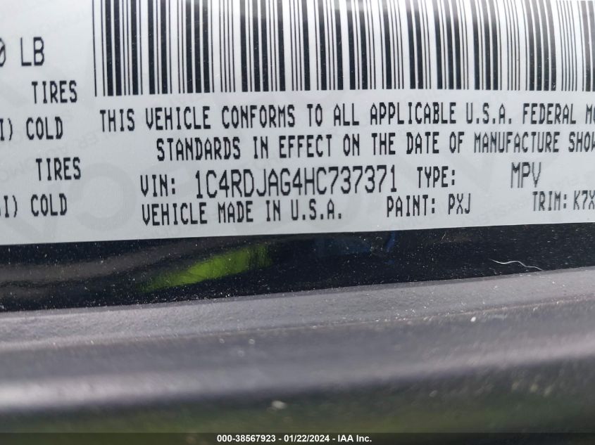 2017 DODGE DURANGO SXT - 1C4RDJAG4HC737371