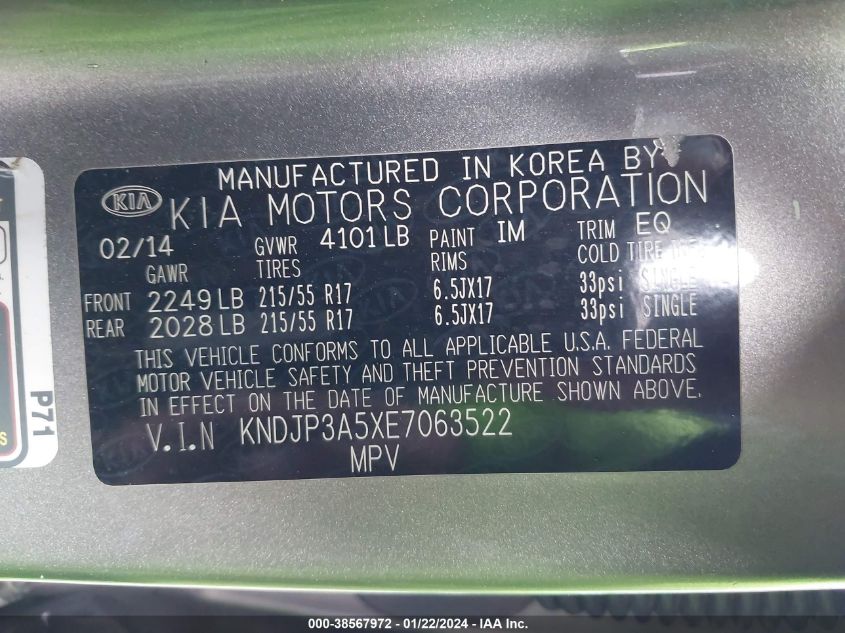 2014 KIA SOUL + - KNDJP3A5XE7063522