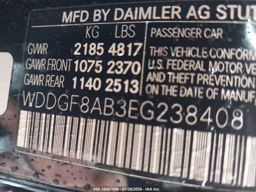 2014 MERCEDES-BENZ C 300 - WDDGF8AB3EG238408