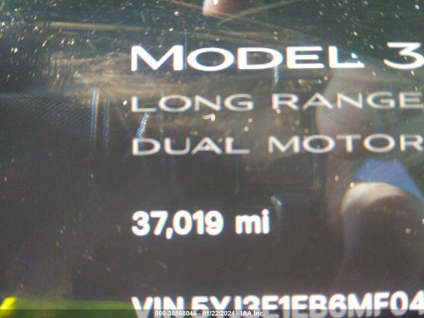 2021 TESLA MODEL 3 LONG RANGE DUAL MOTOR ALL-WHEEL DRIVE - 5YJ3E1EB6MF044851