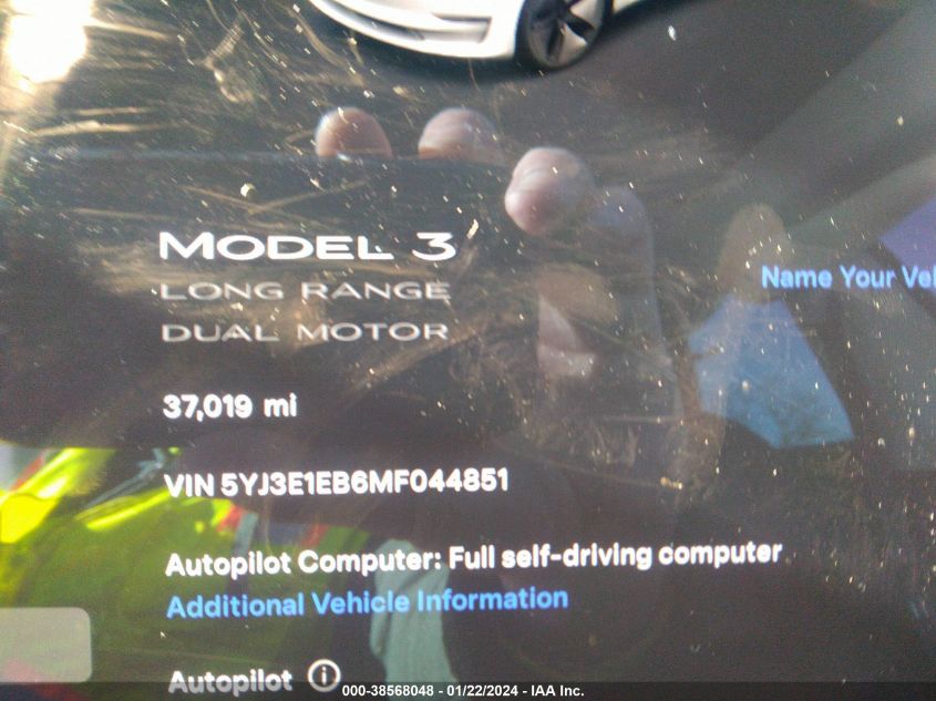 2021 TESLA MODEL 3 LONG RANGE DUAL MOTOR ALL-WHEEL DRIVE - 5YJ3E1EB6MF044851