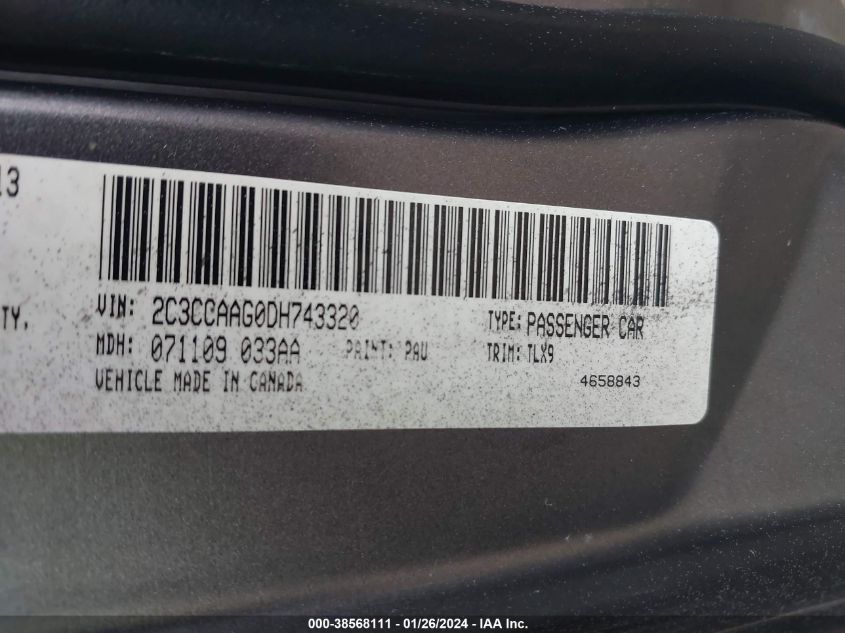 2013 CHRYSLER 300 - 2C3CCAAG0DH743320