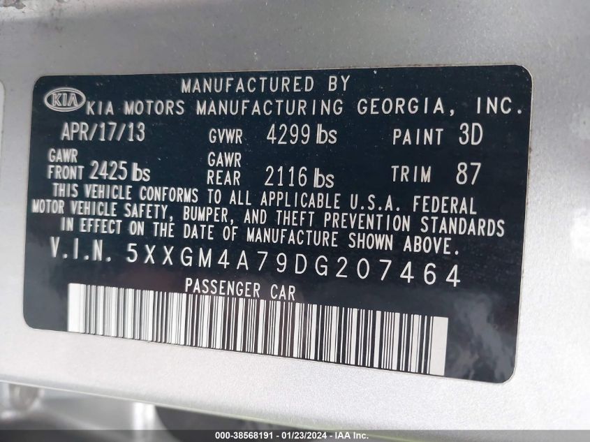 2013 KIA OPTIMA LX - 5XXGM4A79DG207464