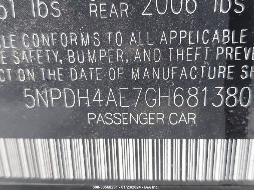 2016 HYUNDAI ELANTRA SE/SPORT/LIMITED - 5NPDH4AE7GH681380