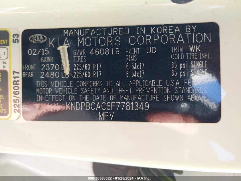 2015 KIA SPORTAGE LX - KNDPBCAC6F7781349