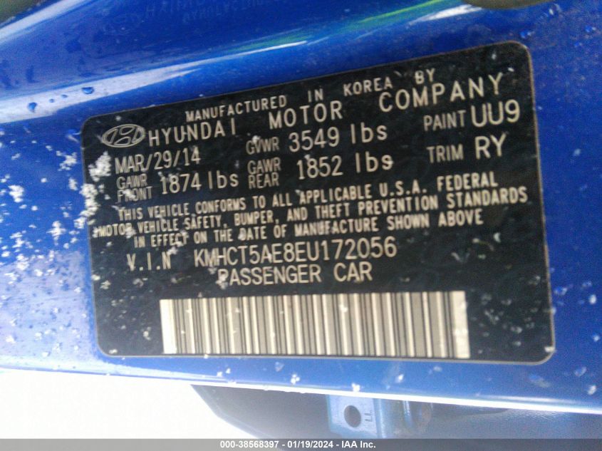 2014 HYUNDAI ACCENT GS - KMHCT5AE8EU172056