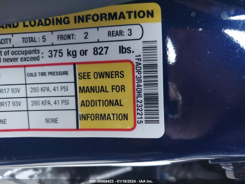 2017 FORD FOCUS ELECTRIC 1FADP3R40HL232215