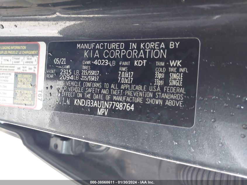 2022 KIA SOUL EX - KNDJ33AU1N7798764