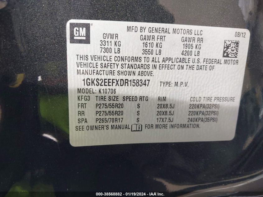 2013 GMC YUKON DENALI - 1GKS2EEFXDR158347
