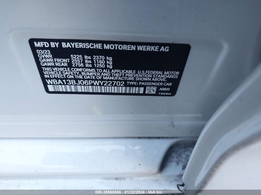 2023 BMW 530I XDRIVE - WBA13BJ06PWY22702