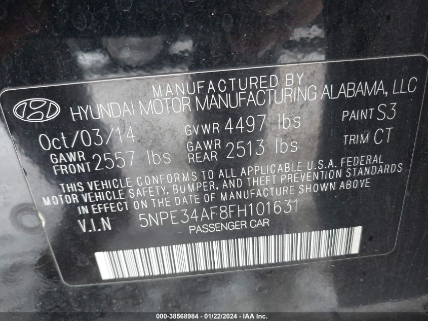 2015 HYUNDAI SONATA SPORT/LIMITED - 5NPE34AF8FH101631